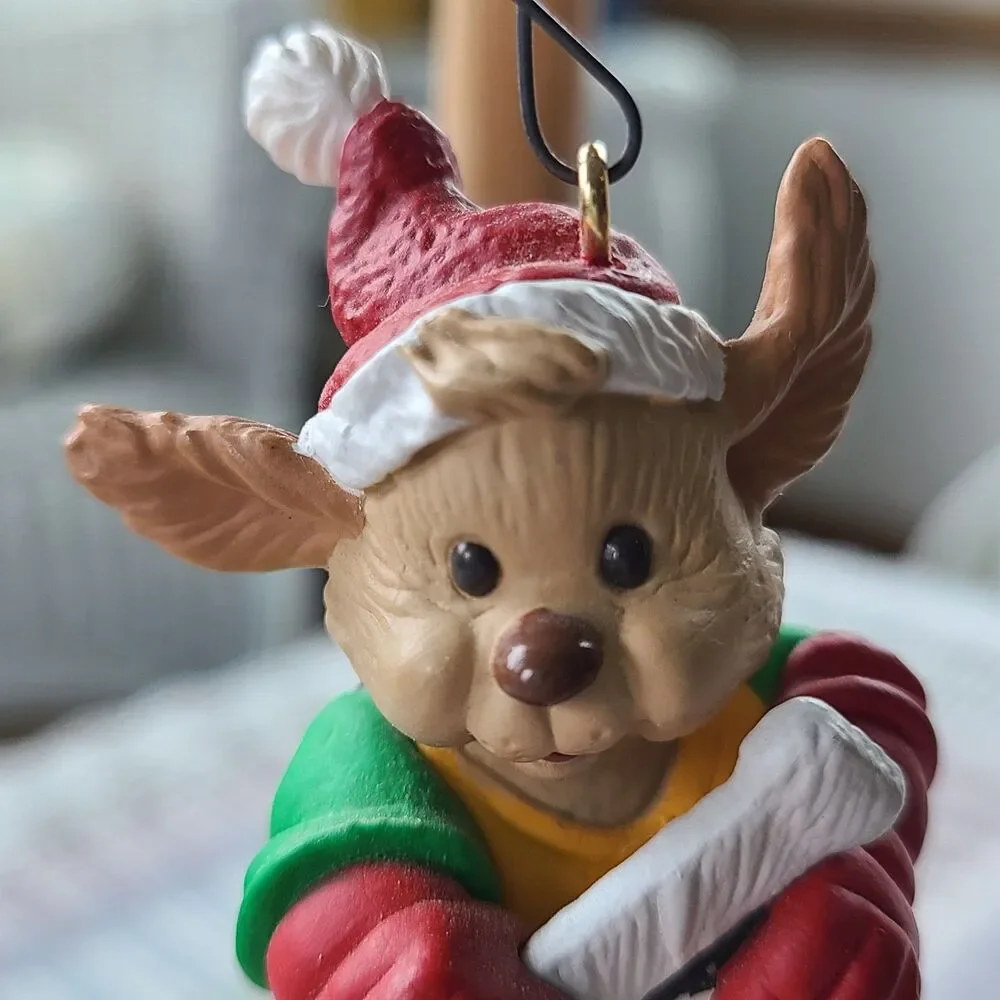 Vintage Hallmark Keepsake Ornament Hockey Pup Dog Skating Hockey Stick 1995